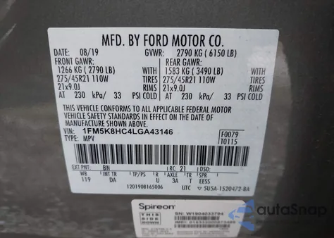 2020 Ford Explorer Platinum from USA, damaged, VIN 1FM5K8HC4LGA43146